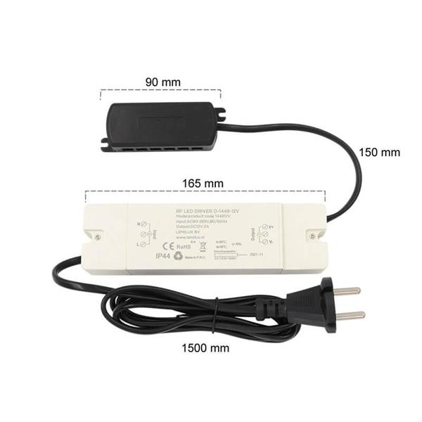 Grote foto led driver d 1448 12v dimmer draadloos 36w 12 volt 3a afstandsbediening huis en inrichting overige