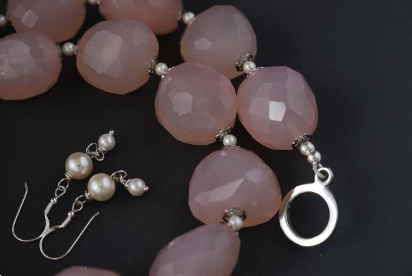 Grote foto chalcedon ketting oorhanger set sieraden tassen en uiterlijk kettingen