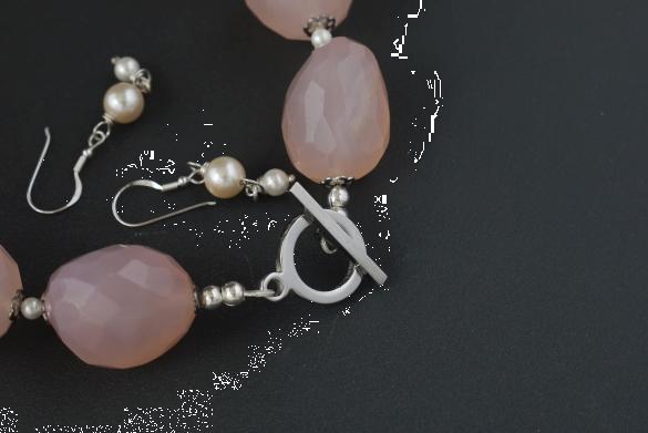 Grote foto chalcedon ketting oorhanger set sieraden tassen en uiterlijk kettingen