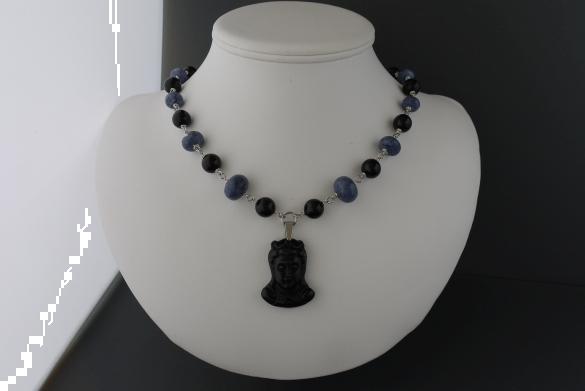Grote foto blauwe koraal onyx ketting oorhanger set sieraden tassen en uiterlijk kettingen