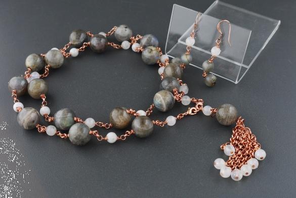 Grote foto maansteen labradoriet ketting oorhanger set sieraden tassen en uiterlijk kettingen