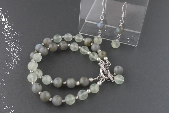 Grote foto labradoriet prehniet armband oorhanger set sieraden tassen en uiterlijk armbanden voor haar