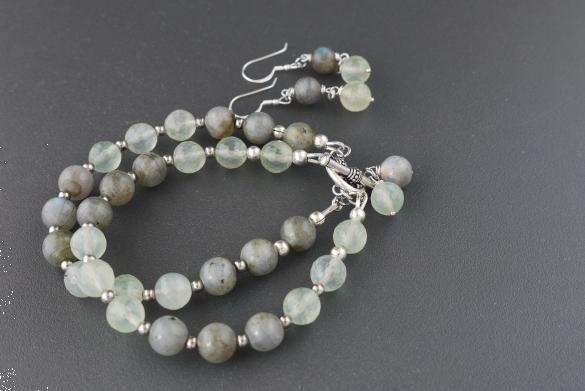 Grote foto labradoriet prehniet armband oorhanger set sieraden tassen en uiterlijk armbanden voor haar