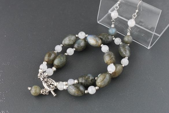 Grote foto maansteen labradoriet armband oorhanger set sieraden tassen en uiterlijk armbanden voor haar