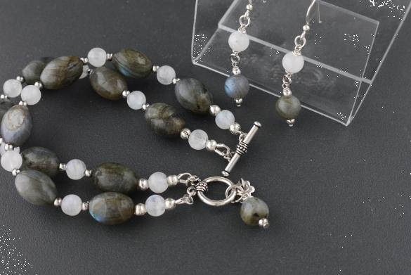 Grote foto maansteen labradoriet armband oorhanger set sieraden tassen en uiterlijk armbanden voor haar