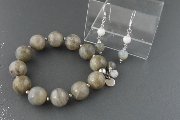 Grote foto labradoriet armband oorhanger set sieraden tassen en uiterlijk armbanden voor haar
