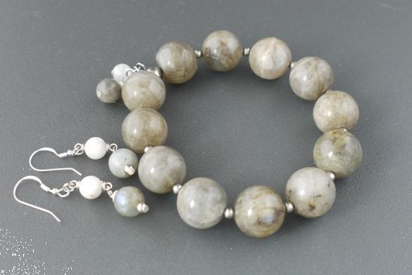 Grote foto labradoriet armband oorhanger set sieraden tassen en uiterlijk armbanden voor haar