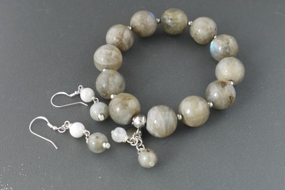 Grote foto labradoriet armband oorhanger set sieraden tassen en uiterlijk armbanden voor haar