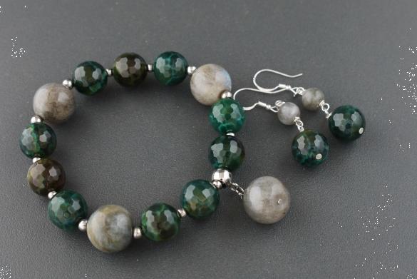 Grote foto agaat labradoriet armband oorhanger set sieraden tassen en uiterlijk armbanden voor haar