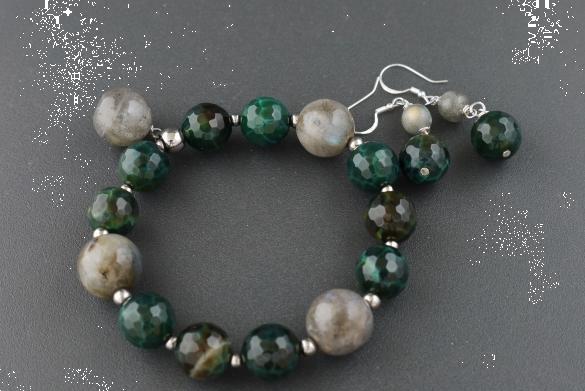 Grote foto agaat labradoriet armband oorhanger set sieraden tassen en uiterlijk armbanden voor haar