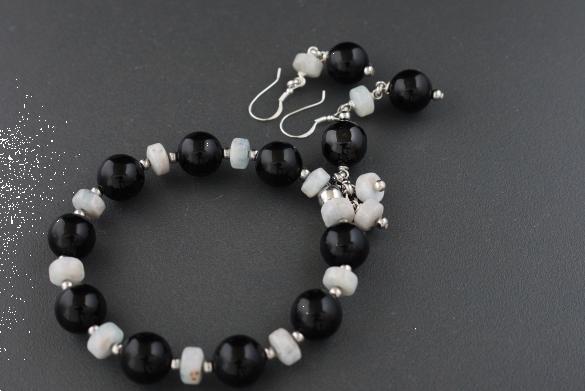 Grote foto aquamarijn onyx armband oorhanger set sieraden tassen en uiterlijk armbanden voor haar