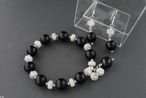 Grote foto aquamarijn onyx armband oorhanger set sieraden tassen en uiterlijk armbanden voor haar