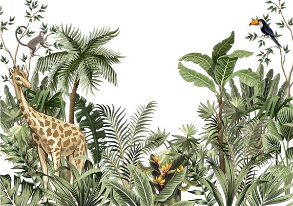 Grote foto kinderkamer jungle behang wild animals kinderen en baby inrichting en decoratie