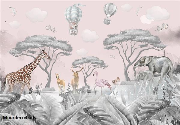 Grote foto kinderkamer jungle behang wild animals kinderen en baby inrichting en decoratie