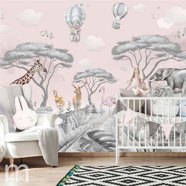 Grote foto kinderkamer jungle behang wild animals kinderen en baby inrichting en decoratie