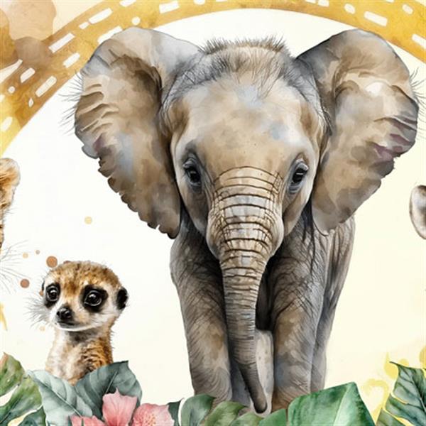 Grote foto baby jungle dieren behang tijger vinyl kinderen en baby inrichting en decoratie