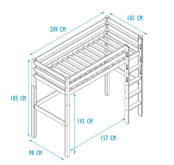 Grote foto pinokkio hoogslaper 90x200 wit infans kinderen en baby complete kinderkamers