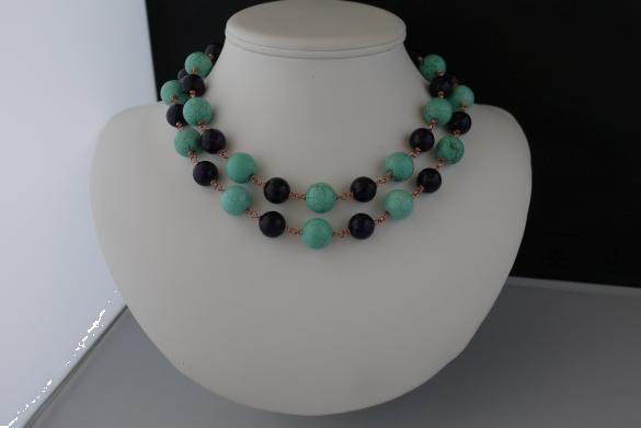 Grote foto donker paarse agaat howliet ketting set sieraden tassen en uiterlijk kettingen