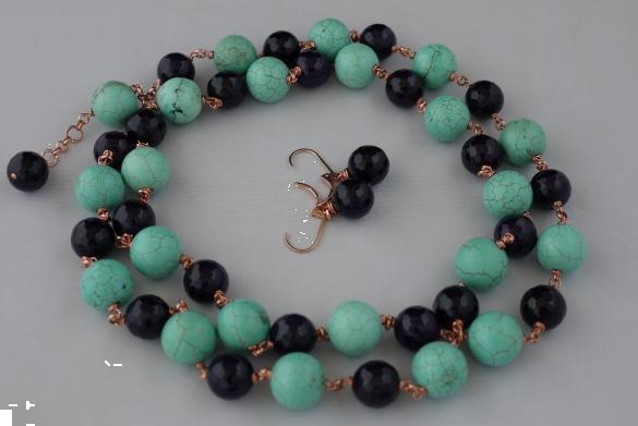 Grote foto donker paarse agaat howliet ketting set sieraden tassen en uiterlijk kettingen