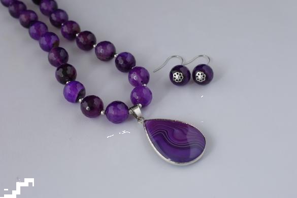 Grote foto paarse agaat ketting oorhanger set sieraden tassen en uiterlijk kettingen