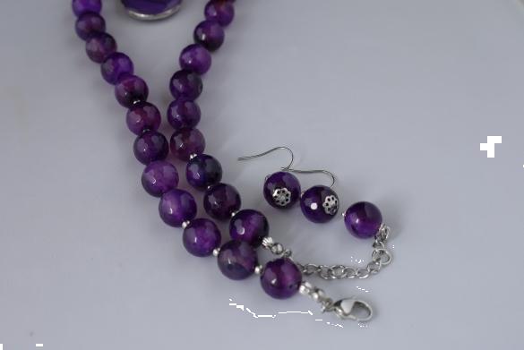 Grote foto paarse agaat ketting oorhanger set sieraden tassen en uiterlijk kettingen