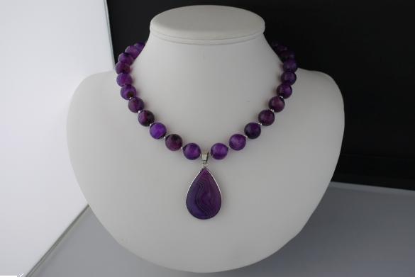 Grote foto paarse agaat ketting oorhanger set sieraden tassen en uiterlijk kettingen