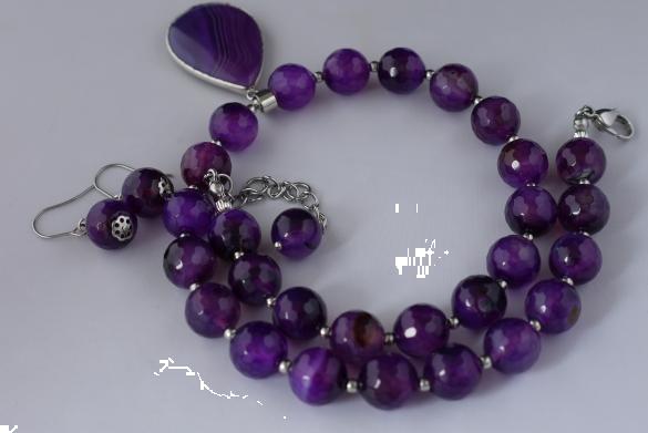Grote foto paarse agaat ketting oorhanger set sieraden tassen en uiterlijk kettingen