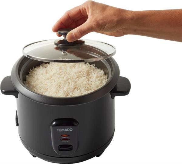 Grote foto tomado trc1501b rijstkoker inhoud 1 5 liter warmhoudfunctie stoommand zwart verpakking huis en inrichting keukenbenodigdheden