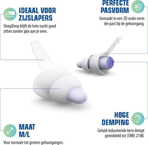 Grote foto alpine sleepdeep oordoppen slapen maximale geluidsdemping perfect voor zijslapers 27db snr diversen overige diversen