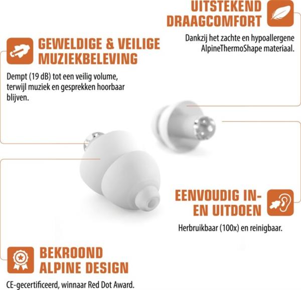 Grote foto alpine partyplug oordoppen comfortabele earplugs voor muziekevenementen concerten en festivals diversen overige diversen