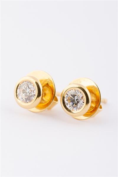 Grote foto gouden solitair oorknoppen met briljant kleding dames sieraden