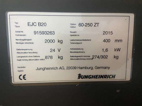Grote foto 2015 jungheinich ecjb20 elektrische stapelaar 2000kg 255cm vrijdragend weinig uur doe het zelf en verbouw hefwerktuigen