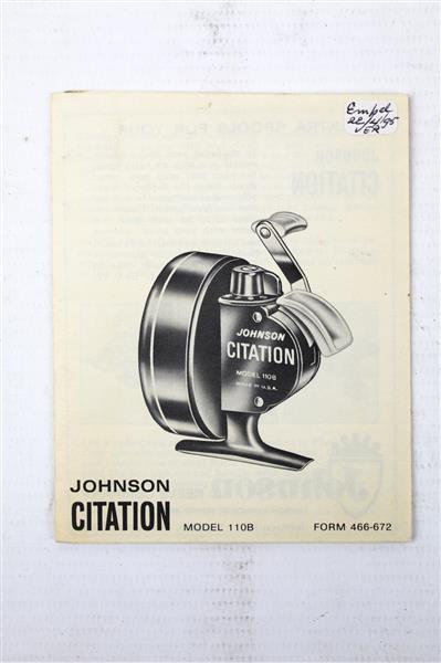 Grote foto johnson citation model 110b molen onderdelen boekje sport en fitness vissport