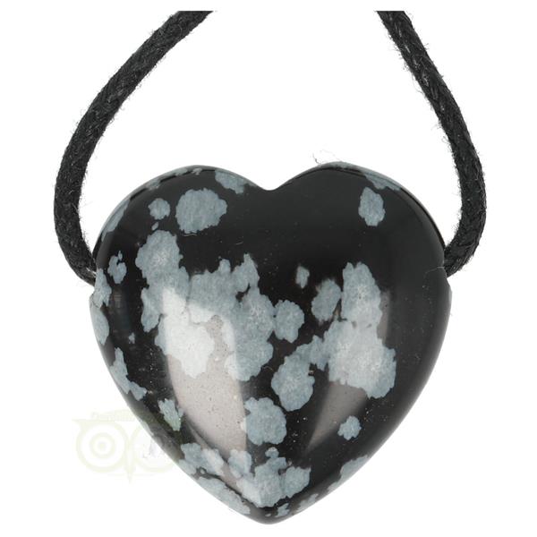 Grote foto sneeuwvlok obsidiaan doorboorde hart hanger 3 cm nr 18 verzamelen overige verzamelingen