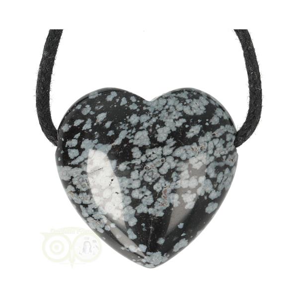 Grote foto sneeuwvlok obsidiaan doorboorde hart hanger 3 cm nr 16 verzamelen overige verzamelingen