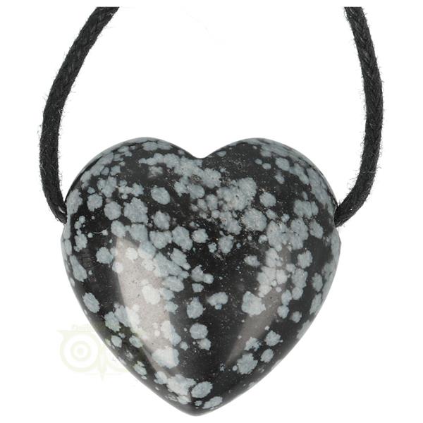 Grote foto sneeuwvlok obsidiaan doorboorde hart hanger 3 cm nr 12 verzamelen overige verzamelingen