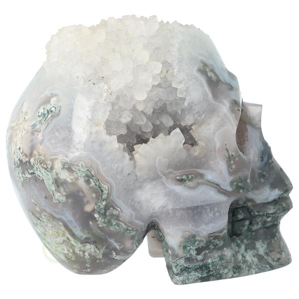 Grote foto mos agaat geode schedel 1412 gram verzamelen overige verzamelingen