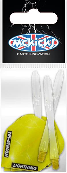 Grote foto mckicks thunder lightning yellow flight shaft set mckicks thunder lightning yellow flight shaft sport en fitness darts