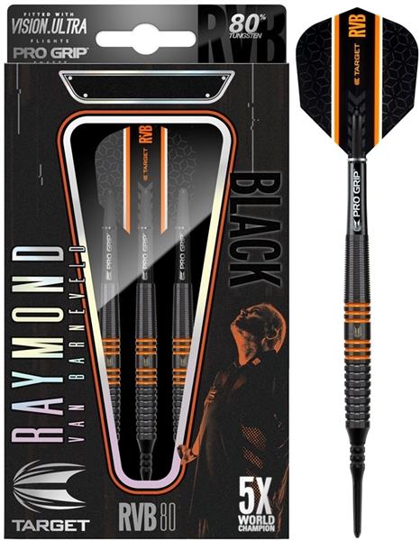 Grote foto softtip target raymond van barneveld rvb 80 black 80 st. raymond van barneveld rvb 80 black 80 20 sport en fitness darts