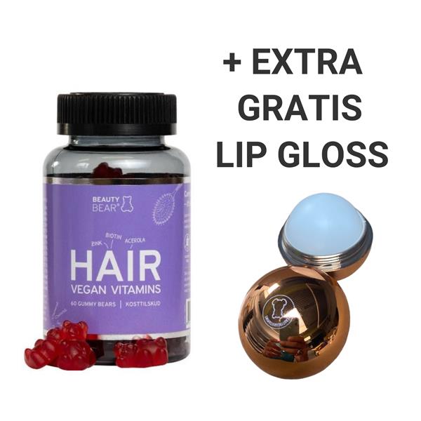 Grote foto beauty bear hair vitamines 60 gummies 1 x lip gloss kleding dames sieraden