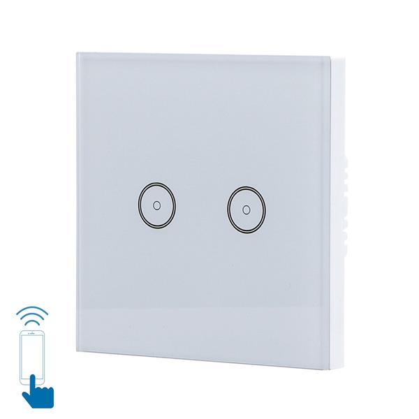 Grote foto wifi smart switch slimme schakelaar 2 lichtpunten inbouw touch bediening glas 230v 10a huis en inrichting overige
