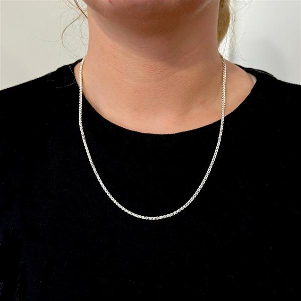 Grote foto zilveren spiga ketting 55 cm 2.5 mm sieraden tassen en uiterlijk kettingen