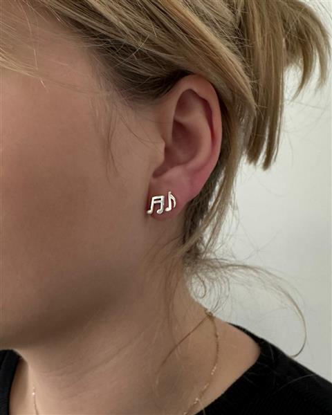 Grote foto zilveren muziek noten oorstekers sieraden tassen en uiterlijk oorbellen