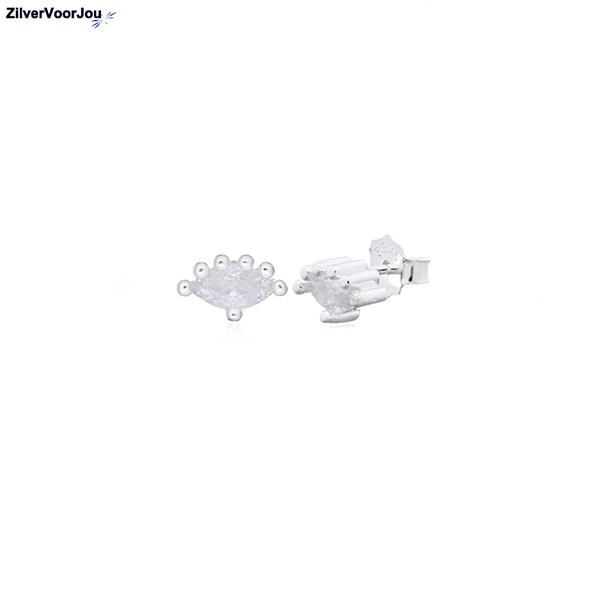 Grote foto zilveren mini waaier oorstekers met witte zikonia sieraden tassen en uiterlijk oorbellen