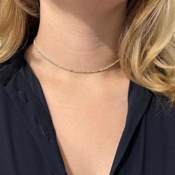 Grote foto zilveren choker ketting gele opaal zilveren 2 mm balletjes sieraden tassen en uiterlijk kettingen