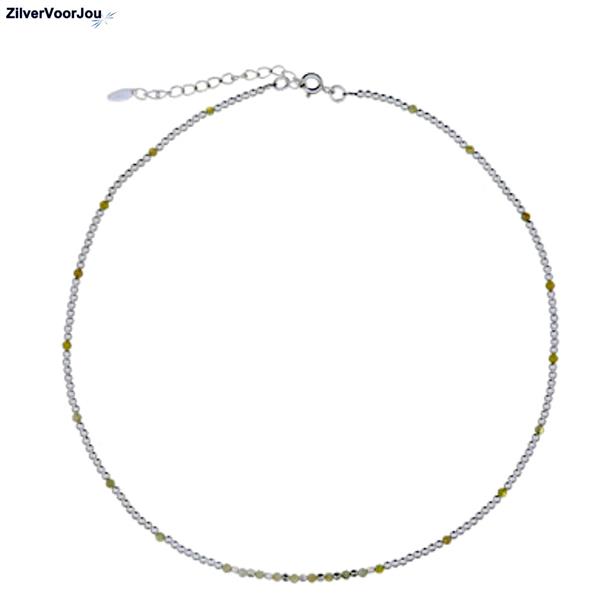 Grote foto zilveren choker ketting gele opaal zilveren 2 mm balletjes sieraden tassen en uiterlijk kettingen