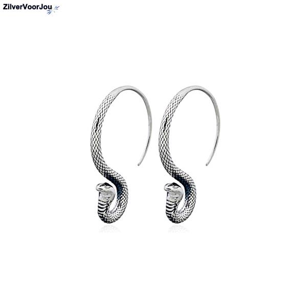 Grote foto zilveren slang haak oorbellen sieraden tassen en uiterlijk oorbellen