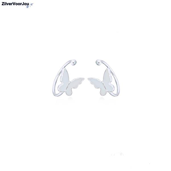 Grote foto zilveren kleine vlinder cuffs sieraden tassen en uiterlijk oorbellen