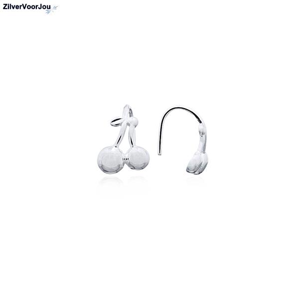 Grote foto zilveren kleine kersen takjes oorhangers sieraden tassen en uiterlijk oorbellen
