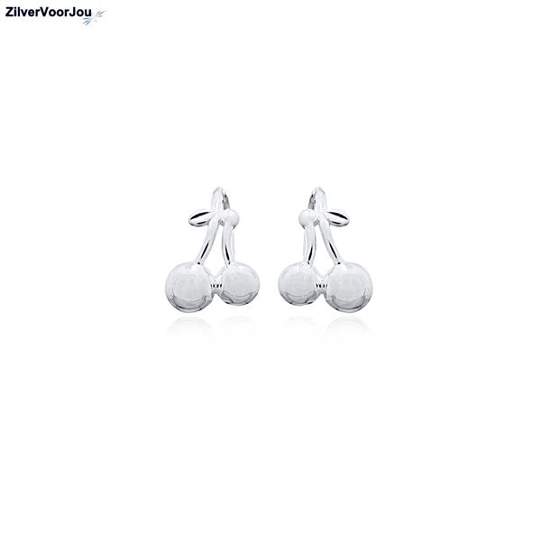 Grote foto zilveren kleine kersen takjes oorhangers sieraden tassen en uiterlijk oorbellen